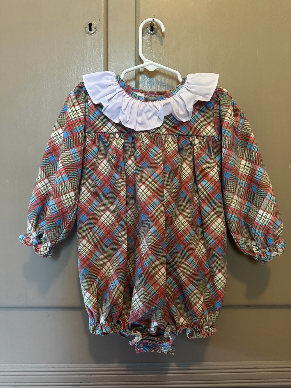 Plaid Ruffle Collar Girls 3T Bubble